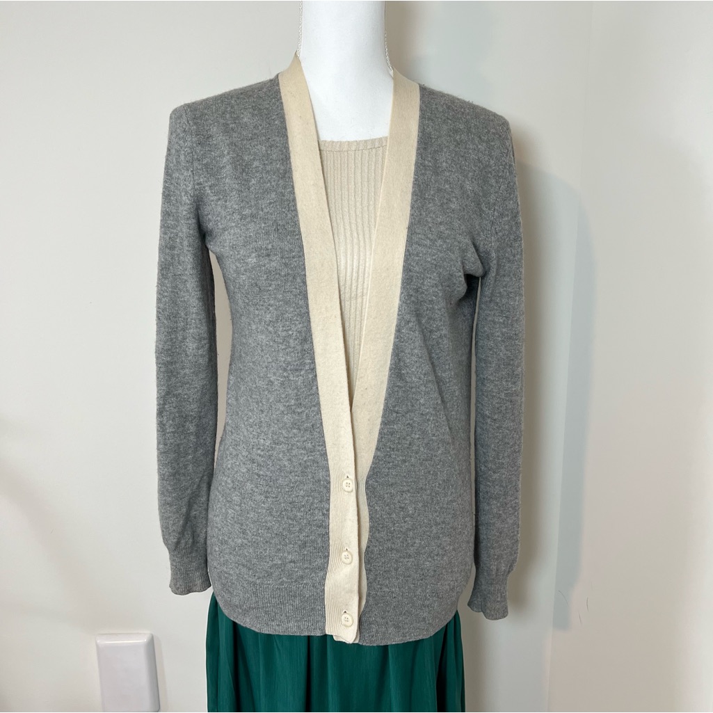 Theory Yerina Light Heather Gray 100% Pure Cashmere Cardigan